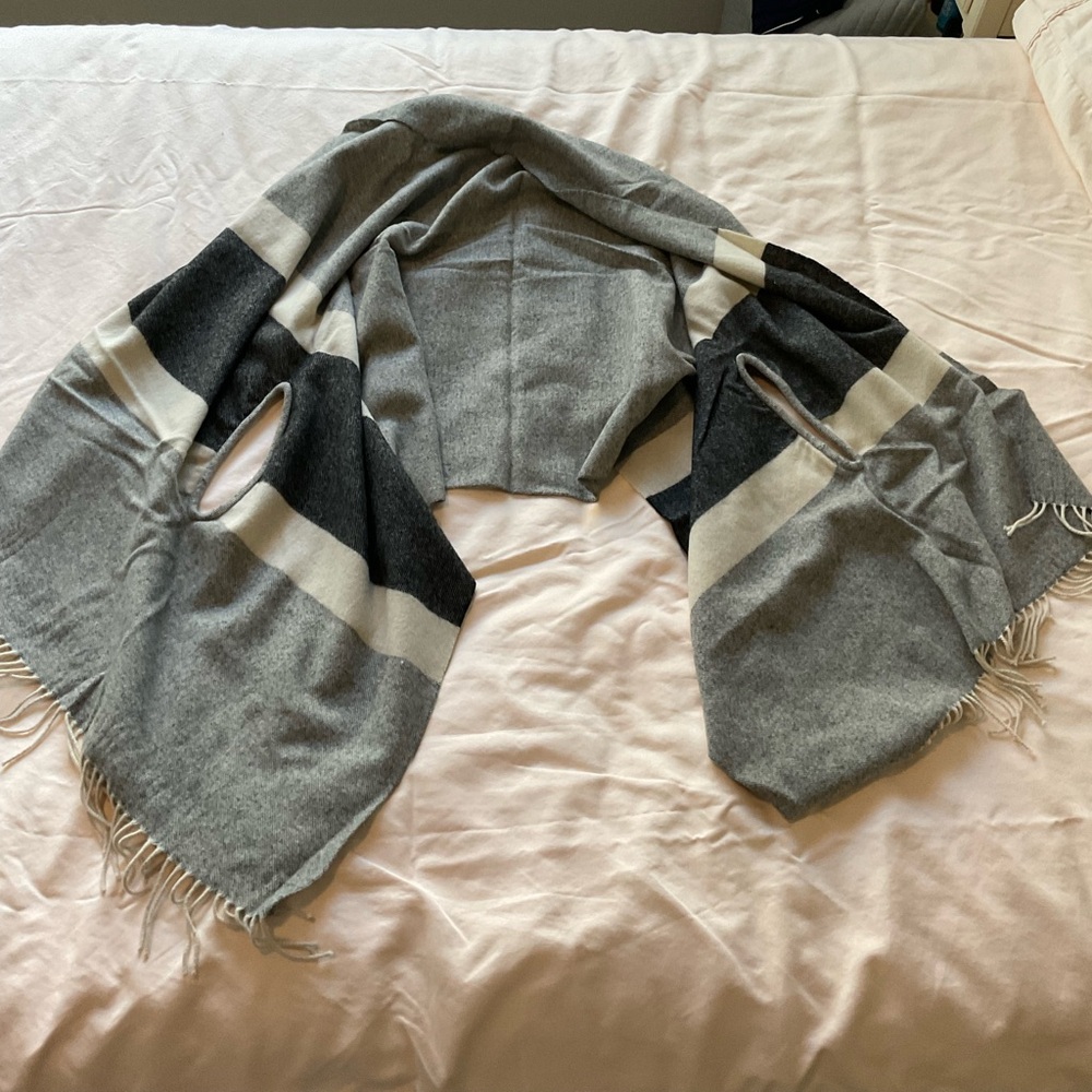 Madewell Gray and Black Striped Cape